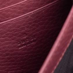 Gucci Burgundy Leather GG Marmont Wallet on Chain