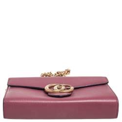 Gucci Burgundy Leather GG Marmont Wallet on Chain