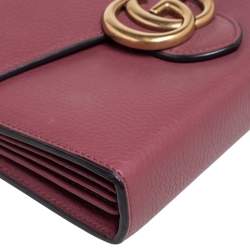 Gucci Burgundy Leather GG Marmont Wallet on Chain