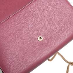 Gucci Burgundy Leather GG Marmont Wallet on Chain