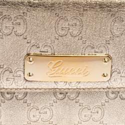 مملوكة مسبقًا Gucci Metallic Gold Guccissima Leather Indy Continental Wallet