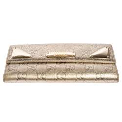 مملوكة مسبقًا Gucci Metallic Gold Guccissima Leather Indy Continental Wallet