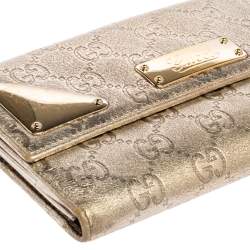 مملوكة مسبقًا Gucci Metallic Gold Guccissima Leather Indy Continental Wallet