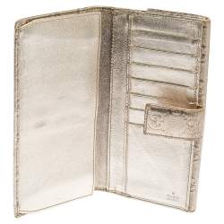 مملوكة مسبقًا Gucci Metallic Gold Guccissima Leather Indy Continental Wallet