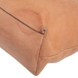 Pre Owned Gucci Beige Leather Medium Bamboo Shopper Tote