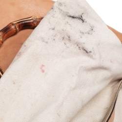 Pre Owned Gucci Beige Leather Medium Bamboo Shopper Tote