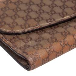 مملوكة مسبقًا Gucci Gold Micro Guccissima Leather Continental Wallet