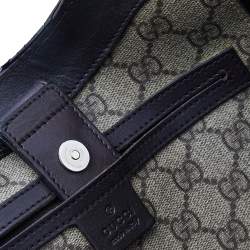 Pre Owned Gucci Beige/Brown GG Supreme Coated Canvas And Patent Leather Bow Mirror Sukey Tote