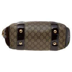 Pre Owned Gucci Beige/Brown GG Supreme Coated Canvas And Patent Leather Bow Mirror Sukey Tote