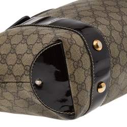 Pre Owned Gucci Beige/Brown GG Supreme Coated Canvas And Patent Leather Bow Mirror Sukey Tote