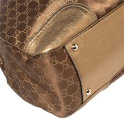 Pre Owned حقيبة يد توتس غوتشي برينسي جلد وقماش GG بني/ذهبي كبيرة