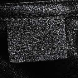 Pre Owned Gucci Black Leather Medium Icon Bit Convertible Hobo