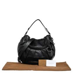 Pre Owned Gucci Black Leather Medium Icon Bit Convertible Hobo