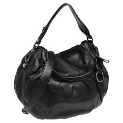 Pre Owned Gucci Black Leather Medium Icon Bit Convertible Hobo