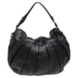 Pre Owned Gucci Black Leather Medium Icon Bit Convertible Hobo