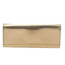 مملوكة مسبقًا Gucci Gold Leather Lady Buckle Clutch