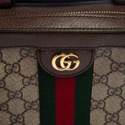 Pre Owned Gucci Beige/Ebony GG Supreme Canvas and Leather Mini Ophidia Shoulder Bag