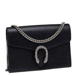 مملوكة مسبقًا Gucci Black Leather Mini Dionysus Wallet On Chain
