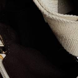 Gucci Beige/White GG Signature Canvas And Perforated Leather Messenger Bag