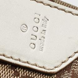 Gucci Beige/White GG Signature Canvas And Perforated Leather Messenger Bag