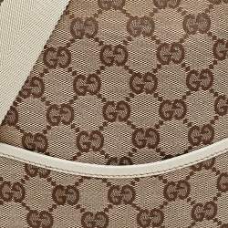 Gucci Beige/White GG Signature Canvas And Perforated Leather Messenger Bag