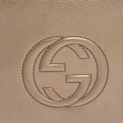 مم لوكة مسبقًا حقيبة كلتش غوتشي سوهو جلد مُحبب ذهبي ميتاليك