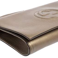 مملوكة مسبقًا حقيبة كلتش غوتشي سوهو جلد مُحبب ذهبي ميتاليك