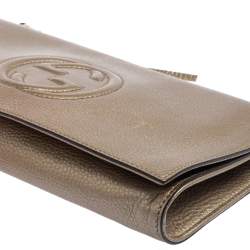 مملوكة مسبقًا حقيبة كلتش غوتشي سوهو جلد مُحبب ذهبي ميتاليك