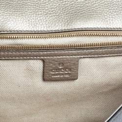 مملوكة مسبقًا حقيبة كلتش غوتشي سوهو جلد مُحبب ذهبي ميتاليك