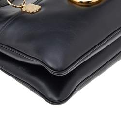 مملوكة مسبقًا حقيبة يد غوتشي أرلي كبيرة جلد أسود