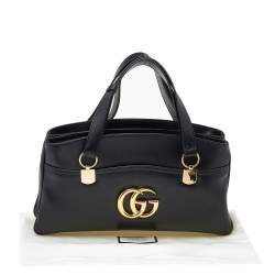 مملوكة مسبقًا حقيبة يد غوتشي أرلي كبيرة جلد أسود