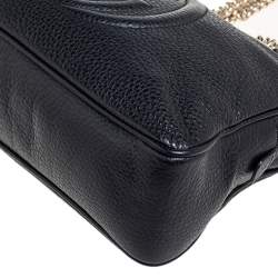 Pre Owned حقيبة كنف غوتشي سوهو جلد أسود متوسطة بسلسلة 