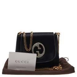 مملوكة مسبقًا Gucci Black Satin And Leather 1973 Crossbody Bag