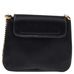 مملوكة مسبقًا Gucci Black Satin And Leather 1973 Crossbody Bag