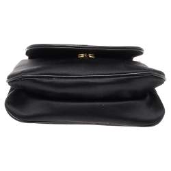 مملوكة مسبقًا Gucci Black Satin And Leather 1973 Crossbody Bag