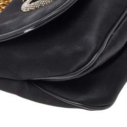 مملوكة مسبقًا Gucci Black Satin And Leather 1973 Crossbody Bag