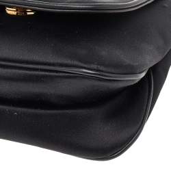 مملوكة مسبقًا Gucci Black Satin And Leather 1973 Crossbody Bag