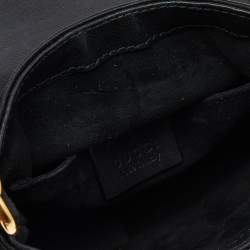مملوكة مسبقًا Gucci Black Satin And Leather 1973 Crossbody Bag