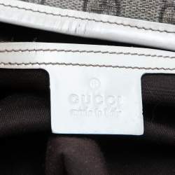 Pre Owned حقيبة يد توتس غوتشي جوي جلد لامع وكانفاس جي جي سوبريم بيج/أبيض كبيرة