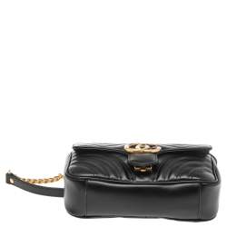 Pre Owned حقيبة كتف غوتشي مارمونت جي جي ميني جلد مبطن أسود