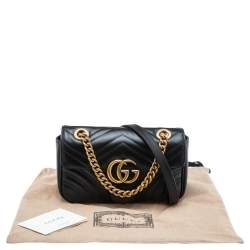 Pre Owned حقيبة كتف غوتشي مارمونت جي جي ميني جلد مبطن أسود