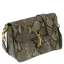 مملوكة مسبقًا Gucci Green Python Jackie Flap Shoulder Bag