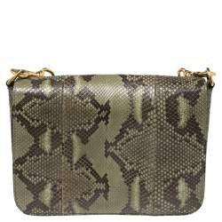 مملوكة مسبقًا Gucci Green Python Jackie Flap Shoulder Bag