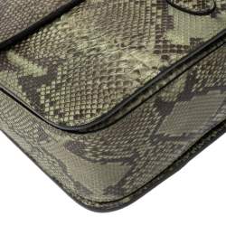 مملوكة مسبقًا Gucci Green Python Jackie Flap Shoulder Bag