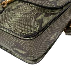 مملوكة مسبقًا Gucci Green Python Jackie Flap Shoulder Bag