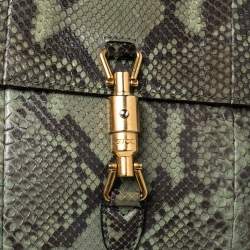 مملوكة مسبقًا Gucci Green Python Jackie Flap Shoulder Bag