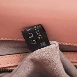 Pre Owned Gucci Pink Calfskin Leather Bamboo Nymphaea Medium Shoulder Bag