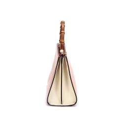 Pre Owned Gucci Pink Calfskin Leather Bamboo Nymphaea Medium Shoulder Bag