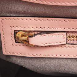 Pre Owned Gucci Pink Calfskin Leather Bamboo Nymphaea Medium Shoulder Bag