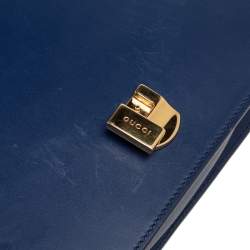 مملوكة مسبقًا Gucci Blue Leather Small Web Chain Sylvie Shoulder Bag